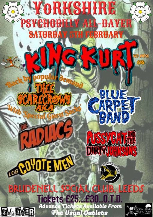 YORKSHIRE PSYCHOBILLY ALL DAYER Starring KING KURT Blue Carpet Band And Many More  on Saturday 5th February 2022