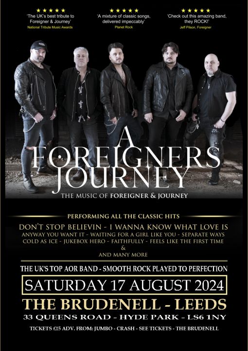 A Foreigners Journey A Tribute To The Music Of JOURNEY  FOREIGNER on Saturday 17th August 2024